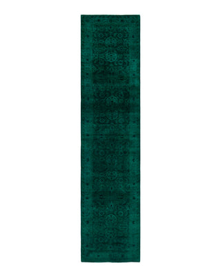 Contemporary Fine Vibrance Green Wool Area Rug 3' 1" x 13' 6"