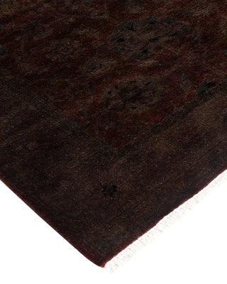Contemporary Hand Knotted Overdyed Brown Runner 3' 1" x 12' 7"
