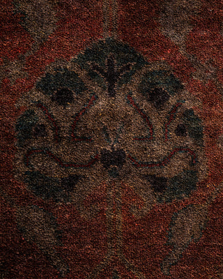 Contemporary Hand Knotted Overdyed Brown Runner 3' 1" x 12' 7"