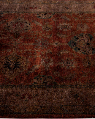 Contemporary Hand Knotted Overdyed Brown Runner 3' 1" x 12' 7"
