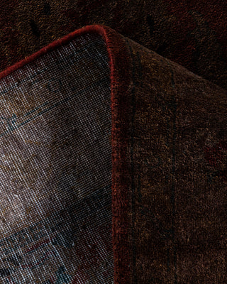Contemporary Hand Knotted Overdyed Brown Runner 3' 1" x 12' 7"