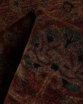 Contemporary Hand Knotted Overdyed Brown Runner 3' 1" x 12' 7"