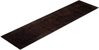 Modern Overdyed Hand Knotted Wool Brown Runner 3' 1" x 12' 7"