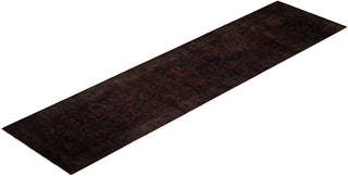Contemporary Hand Knotted Overdyed Brown Runner 3' 1" x 12' 7"