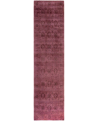 Contemporary Overdyed Wool Hand Knotted Pink Runner 2' 6" x 10' 3"