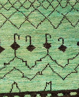 Overdyed Hand-Knotted Wool Modern-Contemporary Green Area Rug 4' 10" x 7' 10"