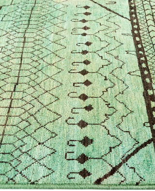 Overdyed Hand-Knotted Wool Modern-Contemporary Green Area Rug 4' 10" x 7' 10"