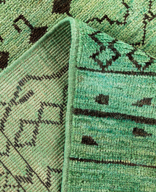 Overdyed Hand-Knotted Wool Modern-Contemporary Green Area Rug 4' 10" x 7' 10"