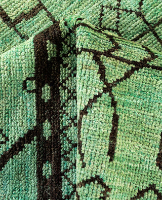 Overdyed Hand-Knotted Wool Modern-Contemporary Green Area Rug 4' 10" x 7' 10"