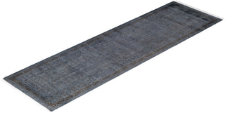 Contemporary Overdyed Wool Hand Knotted Gray Runner 2' 6" x 8' 8"