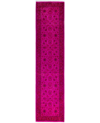 Contemporary Overdyed Wool Hand Knotted Pink Runner 2' 8" x 11' 3"