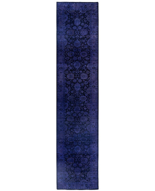 Overdyed One-of-a-Kind Wool Purple Runner 2' 7" x 12' 1"