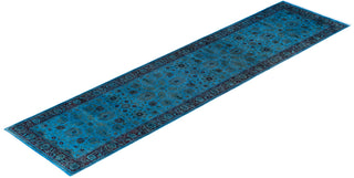 Fine Vibrance, One-of-a-Kind Hand-Knotted Runner Rug  - Blue, 2' 6" x 11' 1"