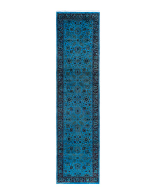Fine Vibrance, One-of-a-Kind Hand-Knotted Runner Rug  - Blue, 2' 6" x 11' 1"