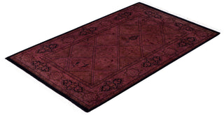 Overdyed Hand-Knotted Wool Modern-Contemporary Purple Area Rug 2' 8" x 4' 3"