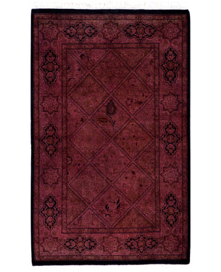 Overdyed Hand-Knotted Wool Modern-Contemporary Purple Area Rug 2' 8" x 4' 3"