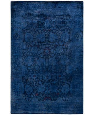 Overdyed One-of-a-Kind Wool Navy Area Rug 4' 3" x 6' 1"