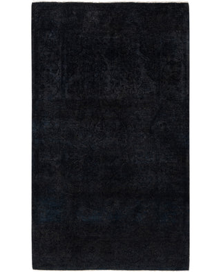 Contemporary Overdyed Wool Hand Knotted Black Area Rug 3' 2" x 5' 4"