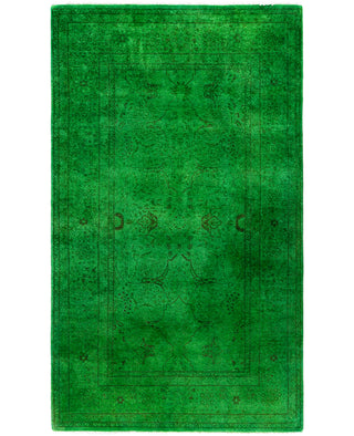 Contemporary Overdyed Wool Hand Knotted Green Area Rug 3' 3" x 5' 3"