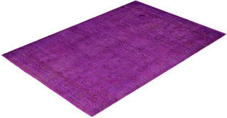 Contemporary Overdyed Wool Hand Knotted Purple Area Rug 4' 2" x 6' 0"