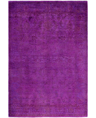 Contemporary Overdyed Wool Hand Knotted Purple Area Rug 4' 2" x 6' 0"