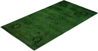 Overdyed Hand-Knotted Green Area Rug 3' 0" x 5' 2"