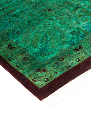 Modern Overdyed Hand Knotted Wool Green Area Rug 10' 1" x 11' 6"