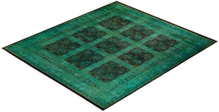 Modern Overdyed Hand Knotted Wool Green Area Rug 10' 1" x 11' 6"
