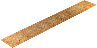 Traditional Hand-Knotted Green Runner 3' 1" x 22' 1"