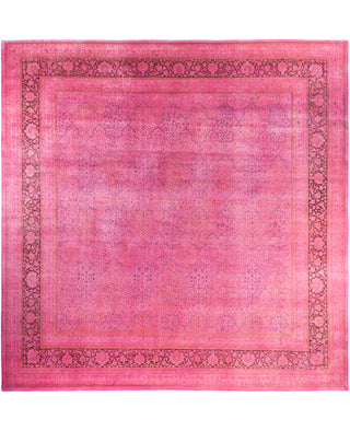 Overdyed One-of-a-Kind Wool Pink Square Area Rug 12' 4" x 12' 6"