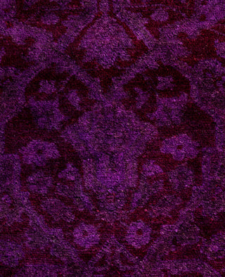 Contemporary Overdyed Wool Hand Knotted Purple Runner 2' 7" x 11' 4"