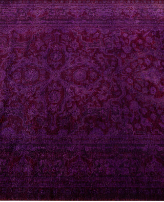 Contemporary Overdyed Wool Hand Knotted Purple Runner 2' 7" x 11' 4"