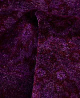 Contemporary Overdyed Wool Hand Knotted Purple Runner 2' 7" x 11' 4"