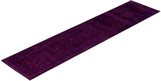 Contemporary Overdyed Wool Hand Knotted Purple Runner 2' 7" x 11' 4"