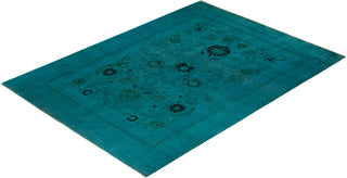 Modern Overdyed Hand Knotted Wool Blue Area Rug 9' 0" x 12' 1"