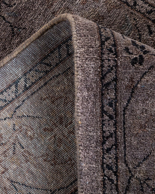 Contemporary Hand Knotted Overdyed Gray Runner 2' 7" x 8' 2"