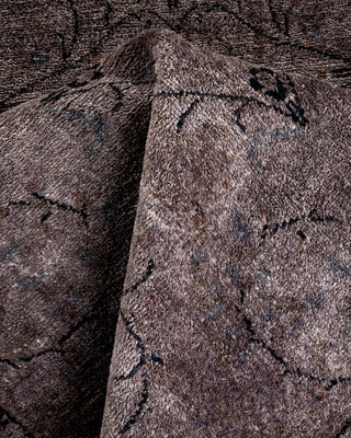 Contemporary Hand Knotted Overdyed Gray Runner 2' 7" x 8' 2"