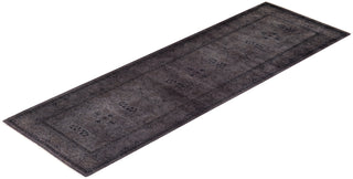 Contemporary Hand Knotted Overdyed Gray Runner 2' 7" x 8' 2"