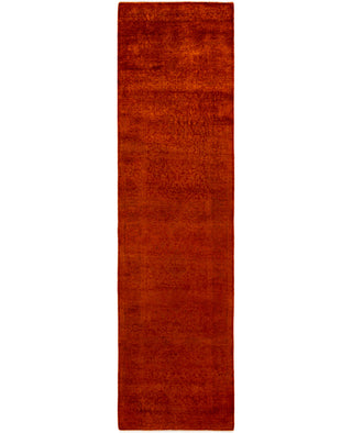 Contemporary Overdyed Wool Hand Knotted Orange Runner 2' 7" x 10' 0"