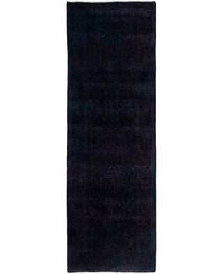 Contemporary Overdyed Wool Hand Knotted Black Runner 2' 7" x 7' 10"