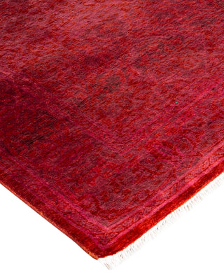 Modern Overdyed Hand Knotted Wool Pink Square Area Rug 2' 6" x 10' 1"