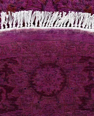 Contemporary Overdyed Wool Hand Knotted Purple Round Area Rug 4' 1" x 4' 1"
