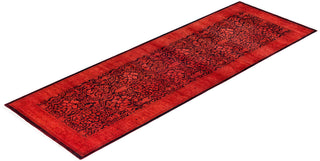 Contemporary Hand-Knotted Overdyed Orange Runner 2' 7" x 7' 8"
