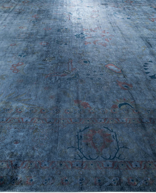 Overdyed One-of-a-Kind Wool Blue Area Rug 12' 9" x 18' 10"