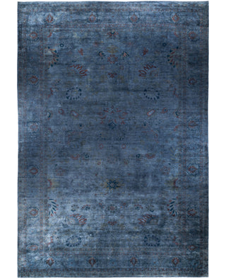 Overdyed One-of-a-Kind Wool Blue Area Rug 12' 9" x 18' 10"