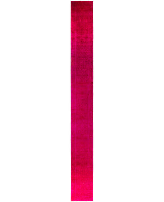 Contemporary Overdyed Wool Hand Knotted Pink Runner 2' 6" x 23' 10"