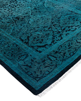 Contemporary Overyed Wool Hand Knotted Blue Runner 2' 7" x 19' 9"