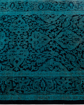 Contemporary Hand-Knotted Overdyed Blue Runner 2' 7" x 19' 9"