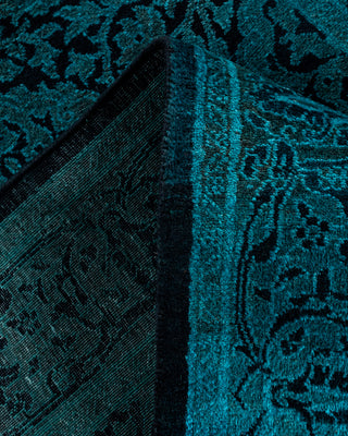 Contemporary Hand-Knotted Overdyed Blue Runner 2' 7" x 19' 9"