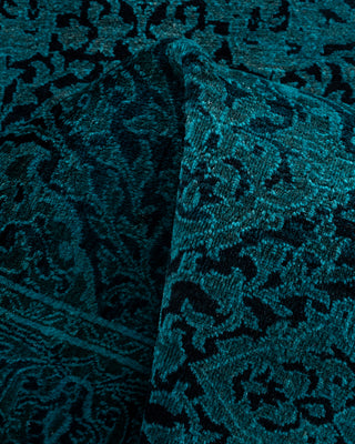 Contemporary Hand-Knotted Overdyed Blue Runner 2' 7" x 19' 9"